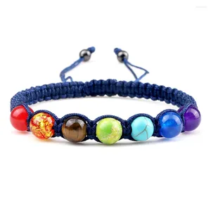 Strand Retro Natural Stone Armband Men's Chakra Pärlor Justerbara elastiska sladdsmycken Presenthänge