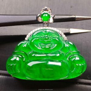 Elmas A Sınıfı Jadeite Ruyi Guanyin Beyaz Altın Yeşil Mor Yeşim Buda Kolye Kolye