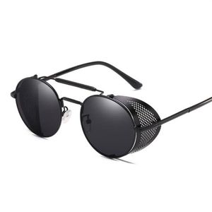 Óculos de sol de luxo-retro-steampunk goggle redondo designer a vapor punk shields de metal óculos de sol homens mulheres uv400 gafas de sol192y