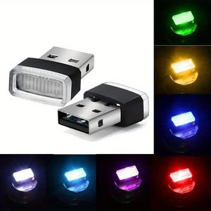 1PCミニUSB LEDカーライトオート雰囲気ネオンライトプラグアンドプレイ装飾アンビエントランプカーインテリアライトカースタイリング