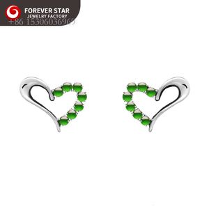 Novel Design High-End Quality Genuine Jade White Gold Full Green Color Icy Jadeite Stud Earrings