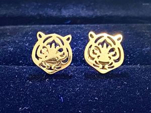 Stud Earrings Punk Animal Tiger Head For Men Hypoallergenic Stainless Steel Ear Piercing Male Earring Tragus Jewelry Brinco Masculino