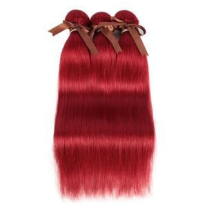 Pacacos de cabelo brasileiro vermelho puro e sedosos 34pcs Double Wefts Burg Weaves de cabelo humano virgem