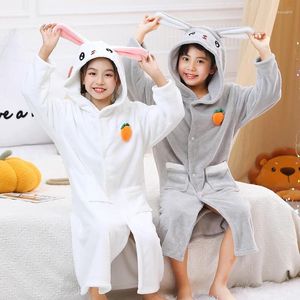 Towel Hooded Children's Bathrobe Coral Fleece Cape Bath Absorbent Soft Boy And Girl's Cute Mid-Length Dressing Gown