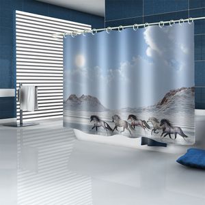 3Dプリンティングシャワーカーテンポリエステル3Dプリンティングモダンファッションホーム装飾ホワイトブラックアウトカーテン動物カーテン