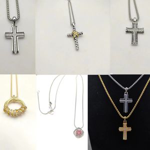 DY Designer Naszyjnik dla mężczyzn Cross Diamonds Wiselant Spersonalizowana moda Kobiety Bejdia zaręczynowe Prezent 925 Srebrny skręcony złoty łańcuch DY Z