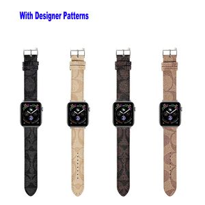 Apple Watch Band Serisi için Üst Moda Tasarımcısı Bileklik Kayışları Serisi 9 8 7 6 5 4 3 2 1 Deri baskı deseni akıllı bantlar 49mm 42mm 41mm 45mm 40mm 38mm tasarımcılar Akıllı kayışlar