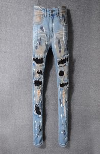 Fashion22デザインブランドAmi Jeans Designer Pants Off Road Panther Blac Mens Slim Denimストレートバイカーホールヒップホップジーンズ5634816