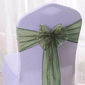 1050pcs Wedding Organza Sashes Ribbon Decoration Chair Cover Back Elastic Knot Bow Burlap Belt Banquet Luxury Birthday Party 231222