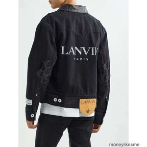 Designer-Jeansjacken für Herren, Freizeitmäntel, Jean-Outwear, Pockenversion, Nische, trendiger Br, bedruckter Lederkragen, langärmelige, gewaschene Jeansjacke, Prince Different Sim