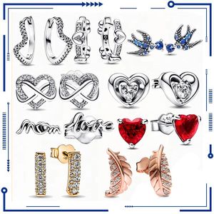 925 Sterling Silver Sparkling Infinite Heart Dings Fashion Pan Earrings Women's Fashion Boutique Gift Anniversary Birthday Present Gratis frakt