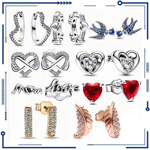 925 Sterling Silber Sparkling Infinite Heart Dings Fashion Pan Ohrringe Frauen Modeboutique Geschenk Jubiläum Geburtstagsgeschenk kostenloser Versand