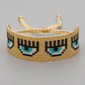 Strand pärlstav armband justerbar djävulens ögondesign originalitet färg hand stickning bohönad tidvatten enkel rispärla