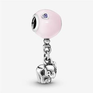 New Arrival 925 Sterling Silver Elephant and Pink Balloon Dangle Charm Fit Original European Charm Bracelet Fashion Jewelry Access279a