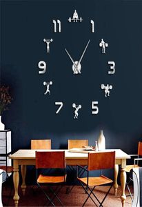 Podnoszenie ciężarów DIY Giant Clock Gym Stiking Watch Sting 3D Luksusowy zegar ścienny Kreatywny dekoracje ścienne na siłownię 201187284198