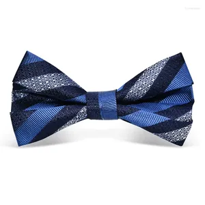 Bow Ties High Quality Silk Banket Business Wedding Blue Stripe Red Black Fashion Men's Suit Shirt