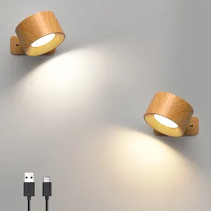 Vägglampa 1 st/2 st ledande sconces 3 ljusstyrka nivåer färglägen lampor batteri drivs 360 ° roterbar beröringskontroll lam