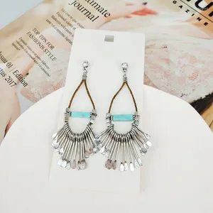 Dangle Earrings Fashion Vintage Antique Silver Color Alloy Stick Tassel Drop Earring For Women Hip Hop Long Metal Jewelry Party Gift