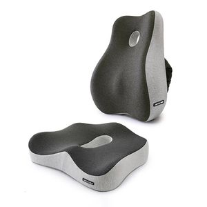 Memory Foam Office Chair Cushion Car Seat Support Midja Kudde Massage Lumbal Orthopedic Button Coccyk Back Pads 231222