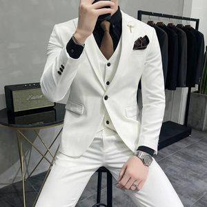 Men's Suits 2023Groom Suit (suit Vest Trousers) Fashion Business Handsome High-end Boutique Bridesmaid Dress Three-piece Set