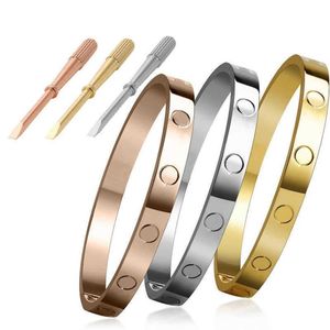 Kvinnors älskare armband silver guld armband män lyxig designer smycken titanium stål par enkelt mode ingen bultförare nagel scr316o