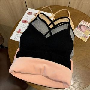 Camisoles & Tanks Breathable Autumn Warm Cross Backless Slim Thermal Underwear Thicken Vest Top Velvet Female Camisole