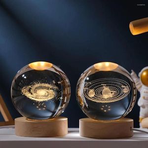 Luzes noturnas 8cm Universo Crystal Ball Árvore de Natal A luz LED com Papai Noel Decoração de Casa Decoração de Home Gifts