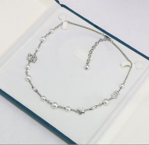 Pendant Necklaces Multi element Silver Full Diamond Pearl Chain Necklace Light Luxury Fashion Necklace