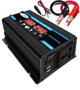 4000 W 12V do 220V110V LED Car Converter Konwerter Ładowarka Adapter Podwójnie USB Transformator Zmodyfikowana fala sinusoidalna 8156941