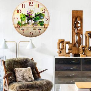 Relógios de parede redondo relógio de fazenda de 12 polegadas de madeira decorativa decoração rústica de casa vintage el quarto design escolar decoração