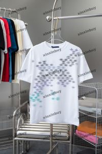 Xinxinbuy 2024 Men Designer Tee Tシャツの色文字グラディエント印刷半袖女性ブラックホワイトグレーS-XL