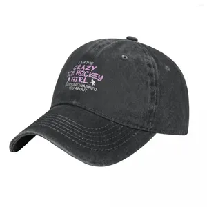 Caps de bola Crazy Hockey Girl Denim Baseball Cap Skate Trucker Hat Women Women Funny Printed