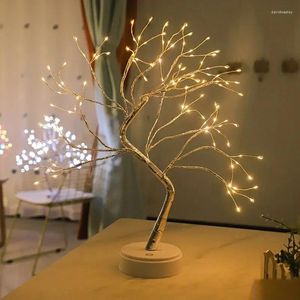 Night Lights Light LED Table Lamp Tree Copper Wire USB Battery Powered Bedroom Study Decorative Deack Creative Indoor