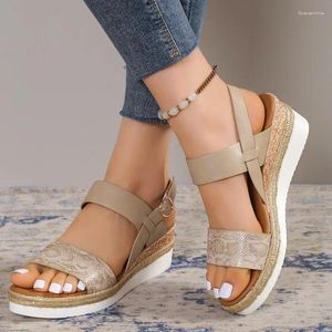 Sandały 2023 Sande Print Wedge Sandles for Women Summer Plus Size Platforma Kobieta Lekka bez poślizgu plażowa sandalias de mujer