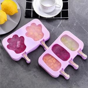 Bakning formar silikon glass mögel popsicle siamese mögel med lock diy hemlagad lolly tecknad söt bild handgjorda köksverktyg