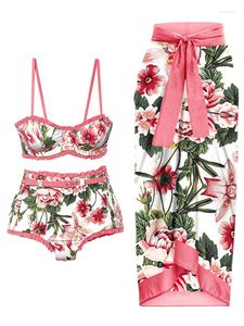 Swimwear's Swimwear Floral Stampa Beachwear 2023 Fashion Summer High Waist One Piece e Cover-Up Swimsuits Stile Beach Style