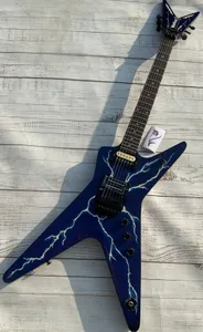 Düzensiz elektro gitar, siyah çift sarsıntı, ithal ahşap ve boya, yeşil kaplan deseni, parlak ışıklar, stok