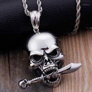 Gothic Rocker Anhänger Halskette für Männer Frauen Antiquitäten Edelstahl Herren Biker Schmuck Cool Herren Ghost Anhänger Neu1207k