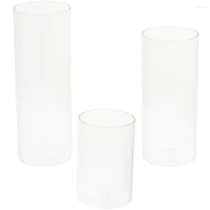 Candle Holders Glass Tealeght Holder Cups Clear Tea Cylinder Świece wotywne Lightchimney Transparent Cover Set FOR
