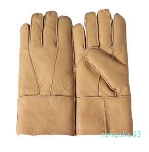 Mittens Winter Gloves Mens Leather Mitten Sheepskin Fur With Wool Lining