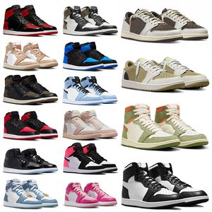 Nike Air Jordan 1 Jorden 1s Jordan1 Travis Scott Cactus Jack Men Women Basketball Shoes Celadon High Space Jam OG Low Reverse Mocha【code ：L】Panda Fierce Pink Mids Sneakers Dghate