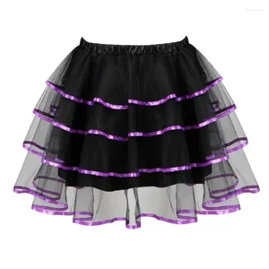 Kjolar kvinnor tyll vuxna sexiga ruffles skiktade tutu mesh kort kjol ribbon trim mini veckade showgirls dans