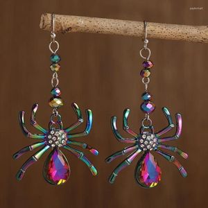 Dangle Earrings 2023 Halloween Animal Fun 3D Stereoscopic Metal Colorful Spider Punk Inlaid Gem Festival Party Jewelry