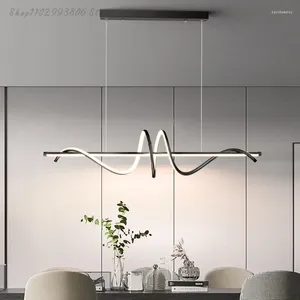 Kolye lambaları Modern Led Işıklar Avize Altın Dalga Lambadario Lamba EKG Yemek Odası Yatak Odası Salonu Mutfak Asma