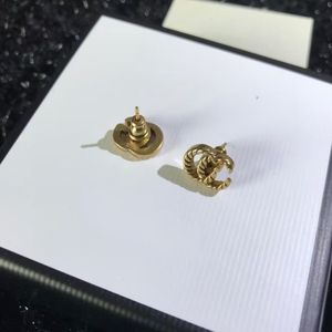 Small men boy Antique old gold luxury designer women letter wire G stud earrings 18k Gold Silver girls logo engrave earrings wedding party jewelry birthday gift