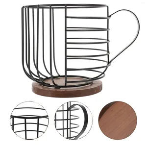 Storage Bottles Iron Coffee Rack Holder Stand Basket Fruit Metal Organizer Display Shelf