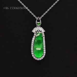 Peace Wealth Yokohama Bean Natural Jade Type A White Gold Nice Green Icy Jadeite Pendant Charms