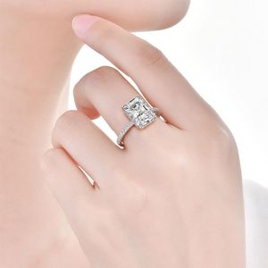 Wong Rain Classic 100% 925 Стерлинговое серебро 8 11 мм создано Moissanite Gemstone Свадебное обручальное кольцо
