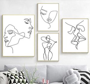 Nordic Minimalist Figurs Line Art Seksowne kobietę ciało nagi na płótnie obrazy rysunkowe plakaty wydruki dekoracja dla realizacji 4756129