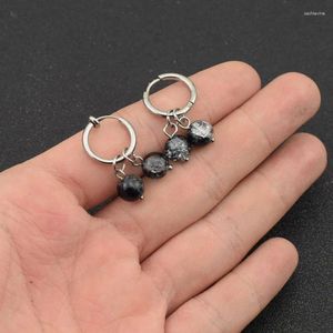 Hoop Earrings Double Crack Ball Sweet Cool Girl Earring Silver Color Piercing Stainless Steel For Women Men Accessories Gift